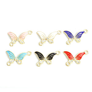 Conector de mariposa esmaltado con joyas, eslabón de aleación de zinc de doble bucle para pulseras de fiesta en el jardín - Product Image 3