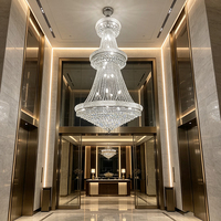 Lustre en cristal K9 style Grand Empire, luminaire suspendu de luxe en forme de grande pyramide pour l'éclairage des espaces à plafond haut d'hôtel