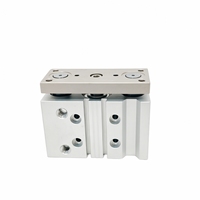 Cylindre pneumatique en alliage d'aluminium anodisé dur, série TCM25X20S, double action, à trois tiges, guidé, alésage 25 mm, course 20 mm