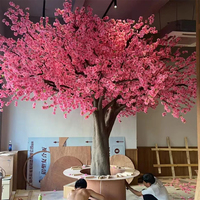 Pohon Bunga Sakura Buatan 13 Kaki Warna Pink, Pohon Sakura Jepang untuk Dekorasi Kafe Dalam Ruangan