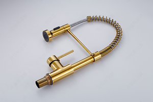 Moderne Gouden Bureau Gemonteerde Lente Keuken Kraan 2-Functie Pull-Down Thermostatische Mixer Kraan Enkele Handgreep - Product Image 6