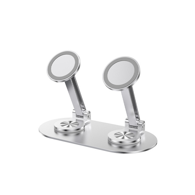 Magnetic Aluminum Alloy Dual Position 360 Rotating Adjustable Portable Foldable Desk Stand for iPhone iPad Smartphone