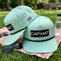 Gorra de Moda de Secado Rápido, Impermeable, con Orificios Cortados con Láser, Visera Plana, Cierre a Presión, Logotipo Personalizado, 5 Paneles, Malla de Poliéster, Estilo Trucker