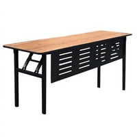 Table carrée d'hôtel moderne et minimaliste en métal avec panneaux latéraux pliables et plateau ignifuge pour salles à manger d'hôtel et conférences
