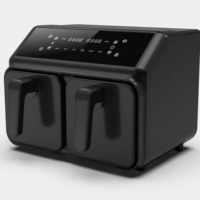 Friteuse à air numérique moderne à double cuve de 4,0 L, sans huile, avec écran tactile, pour usage domestique, facile à nettoyer et à cuisson rapide