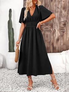 ชุดเดรสยาวทรงเอไลน์สำหรับผู้หญิง, ชุดลำลองสำหรับผู้หญิงชุดเดรสแขนสั้นเสื้อผ้าผู้หญิงใหม่ฤดูร้อนที่หรูหรา - Product Image 3