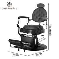Chaise de barbier classique noir rétro robuste chaise en cuir de coupe antique hydraulique pour salon de beauté salon de coiffure meubles en acier