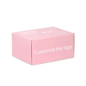 Oem fabrika özel Logo pembe renk yüksek kaliteli kutu kozmetik oluklu ambalaj posta gönderim kutusu nakliye kağit kutu