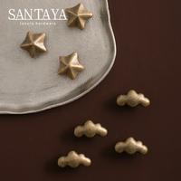 Poignées Santaya en laiton antique, motif étoile et nuage, pour armoires de cuisine, tiroirs de chambre et meubles