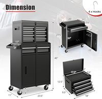 Coffre à outils métallique à 5 tiroirs, armoire roulante avec dessus amovible, roues verrouillables (avec clé), résistant aux bosses, doublure protectrice, pour garage et atelier