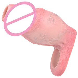 FAAK Wholesale Realistic Penis Sleeve with Anti-drop <b>Ring</b> Penis Cover Cock <b>Ring</b> Sleeve Open Ended Condom Sex Toys for <b>Couples</b> - Product Image 1