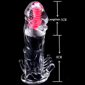 Lustige Eichel vibriert verlängern exotische stimulierende Kondom am besten verlängerte Hahn Ärmel für Männer