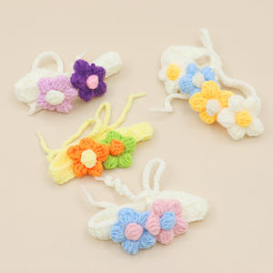 للبيع بالجملة طوق زهور حلوة محبوكة يدويًا قطة خفيفة الوزن-طول قابل للتعديل للجلد - Product Image 3