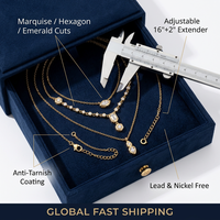 Collier en cristal minimaliste de qualité supérieure SongYi pour femmes, plaqué or 18 carats, zircon taillé en émeraude hexagonale marquise, collier superposé