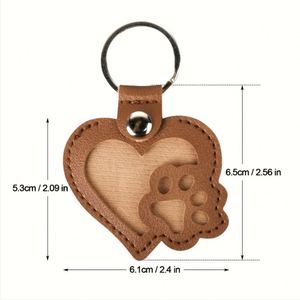 Llavero de piel sintética para guardar recuerdos de mascotas, colgante con forma de corazón y huella para amantes de perros y gatos - Product Image 3