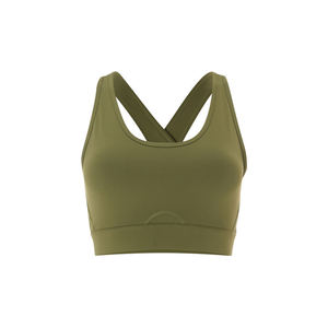 Sujetador deportivo transpirable de punto para mujer con espalda cruzada, construcción sin costuras, ajuste de segunda piel y tejido que absorbe la humedad - Product Image 1