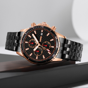 Reloj cronógrafo de lujo para hombre, reloj de pulsera deportivo de acero inoxidable, esfera taquimétrica con fecha, reloj resistente al agua hasta 30M - Product Image 1