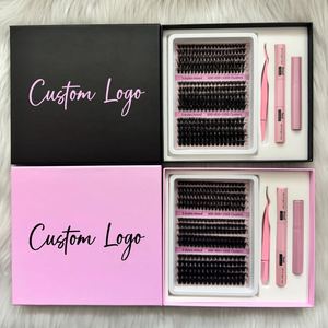 Siêu Nóng Fluffy Cụm Lông Mi Kit Biểu Tượng Tùy Chỉnh 10-20Mm DIY Lash Mở Rộng Bán Buôn 100D Phân Khúc Lông Mi Cụm - Product Image 2
