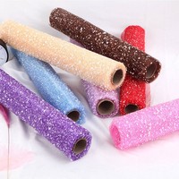 Papier de soie imprimé personnalisé imperméable de luxe de maille d'emballage de fleur de gaze de points de neige pour l'emballage de cadeau de bouquet de fleuriste