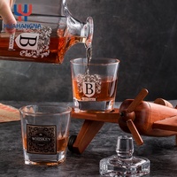 10 oz Logo personnalisé Shot boire Barware gobelet Base lourde graver verres à whisky en verre de cristal pour whisky Cocktail Brandy