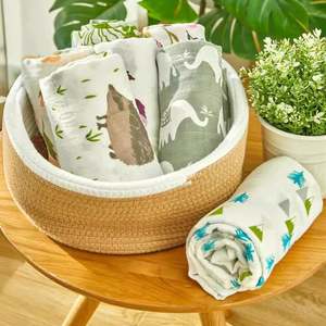 Serviette en coton biologique en gros, 6 couches, en crêpe, en mousseline, couverture pour bébé - Product Image 3