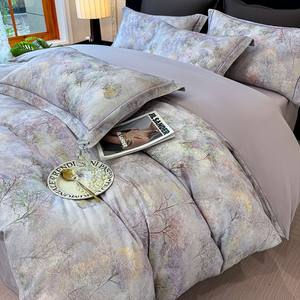 Juego de Sábanas de Siete Piezas de Algodón Cepillado Estilo Chino, 100% Algodón Puro, Fundas de <span class=keywords><strong>Cama</strong></span> de Lana, Calidad de Alta Gama, Lujo para el Hogar - Product Image 1