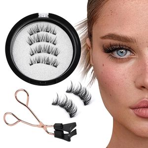 Cils magnétiques avec 4 aimants, faux cils 3D sans colle, marque privée, aimants doux, faciles à poser, cils magnétiques avec pince - Product Image 1