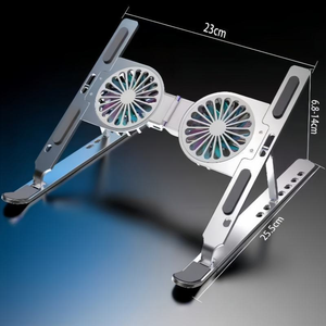 Double Cooling Fan Multi Function Folding Laptop <b>Holder</b> Stand <b>Tablet</b> PC Vacuum Magnetic Aluminum Alloy Bracket Desktop Notebook - Product Image 2