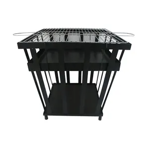 Large Square Outdoor BBQ Steel Wood Burning Charcoal Firepit Basket Fire Pits
