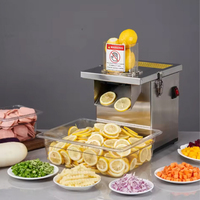 Robuuste, duurzame 220V motor aangedreven groente-, aardappel- en fruit snijmachine voor horeca, laag geluidsniveau, geschikt voor bevroren vlees