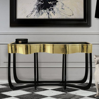 Table d'angle de salon de luxe sur mesure Design lumineux Table murale console créative en verre trempé et acier inoxydable