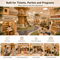 Área de juegos infantil modular con tobogán y diseño de mercado, estándar EN1176, lista para uso en centros comerciales y zonas infantiles