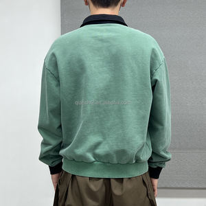 Qianshi <span class=keywords><strong>Felpa</strong></span> <span class=keywords><strong>con</strong></span> <span class=keywords><strong>Cappuccio</strong></span> in French Terry <span class=keywords><strong>con</strong></span> Mezza Zip, Ricamo, Spalle Scivolate, Maniche Lunghe, Cerniera a Un Quarto 1/4, Stile <span class=keywords><strong>Polo</strong></span> Vintage - Product Image 6