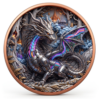 Pièce de monnaie Dragon Légendaire en Cuivre Fin 999 de 1 oz, Relief 3D, Peinte aux UV, Finition Effet Proof, Cadeau pour les Amateurs de Dragons