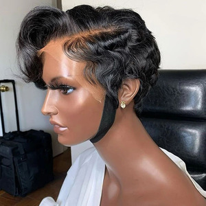 Perruque Pixie Cut Lace Frontale avec Baby Hair Cheveux Humains Ondulés Courts Bob pour Femmes - Product Image 4