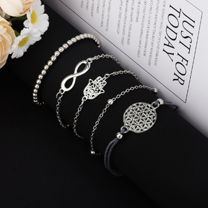 Fashion <b>Charm</b> <b>Bracelets</b> Set Women's Tibetan <b>Silver</b> Chain Link Geometric Design Gift Jewelry - Product Image 1