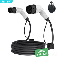 Câble de charge EV de type 2, câble de charge 16A 32A pour voiture électrique, câble EV de type 2 à type 2 avec sac de transport
