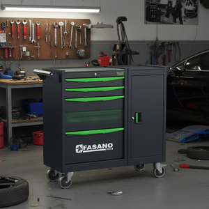 Armoire à outils roulante Fasano Tools à 5 tiroirs avec porte et roulettes pour la réparation automobile - Product Image 3