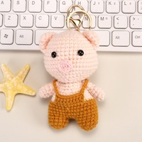 Porte-clés miniature fait main en crochet, figurines animales mignonnes tricotées : Lapin, Ours, Chat, Cochon, Singe, Souris, Abeille, Cheval, Teckel, Chien – Breloque de sac