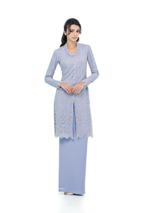 SIPO EID nueva fábrica precio al por mayor bonito diseño Floral gasa poliéster cintura tradición musulmana vestido Malasia Baju Kurung - Product Image 5