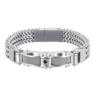 Bracelet vintage pour homme en acier inoxydable plaqué or 18 carats PVD, style punk, avec chaîne à maillons et cristaux en strass, tendance Fashion Monger - Product Image 2