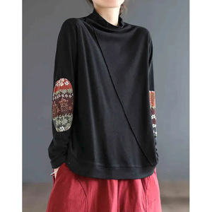 Merlad Style Long Sleeve Turtleneck <b>Top</b> With <b>Patchwork</b> Design For Women Soft Knit Base Layer 2025 Trend - Product Image 4