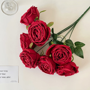 Arancione bruciato a 7 teste di seta rose di natale di nozze laurea decorazione artificiale fiore per festiva di capodanno decorazioni di Halloween - Product Image 4