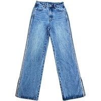 Jeans baggy personnalisés 100% coton Pantalons en diamant pour femmes Pantalons en jean de haute qualité pour femmes