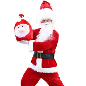 Christmas Santa Claus Costume for Adult Men European and American Style Plus Size Thickened Perfect for Parties and Performances