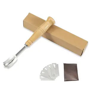 प्रीमियम हाथ से तैयार की जाती रोटी लंगड़ा आटा चाकू शामिल 5 ब्लेड और चमड़े सुरक्षा कवर के लिए पाक उपकरण