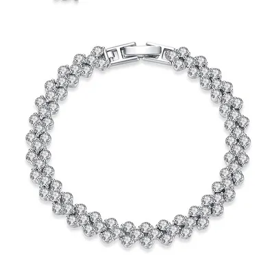 NINE'S Phụ Nữ Bridal Trang Sức Thời Trang Cổ Điển Rome 3Row AAA Rõ Ràng Cubic Zirconia Vòng Tay Cưới Engagement Tennis Bracelet