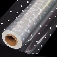 Film d'emballage cadeau en cellophane OPP floral transparent extra large personnalisé papier d'emballage design étanche à pois bouquet pour fleuriste