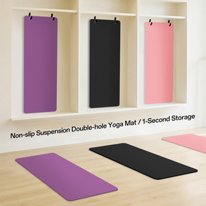 Tapis de yoga épais en TPE avec logo personnalisé, trous de suspension, pour exercices d'aérobic, fixation murale, lavable, taille M - Product Image 4