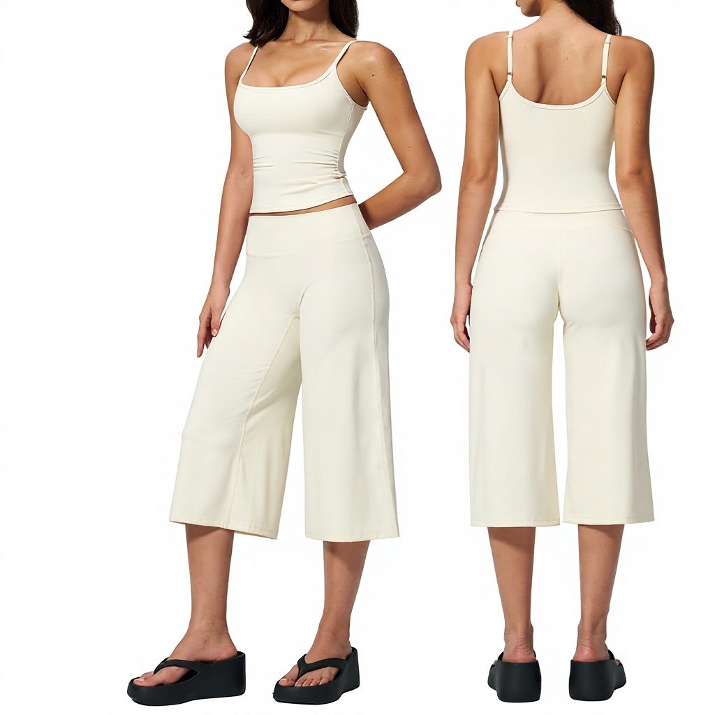 2026 Women Yoga Vest High Waist Quick-drying Casual Mid-length Pants Running Outdoor Yoga 2-Piece Sets